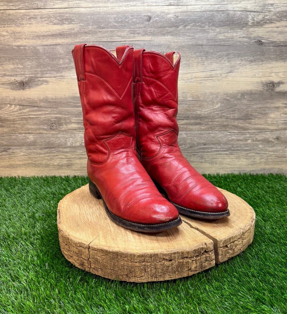 Justin Women - Size 7B - Vintage Red Roper Western Cowboy Boots Style L3055